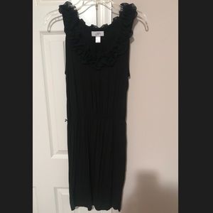 Ann Taylor Loft Black Dress Elastic Waist Floral